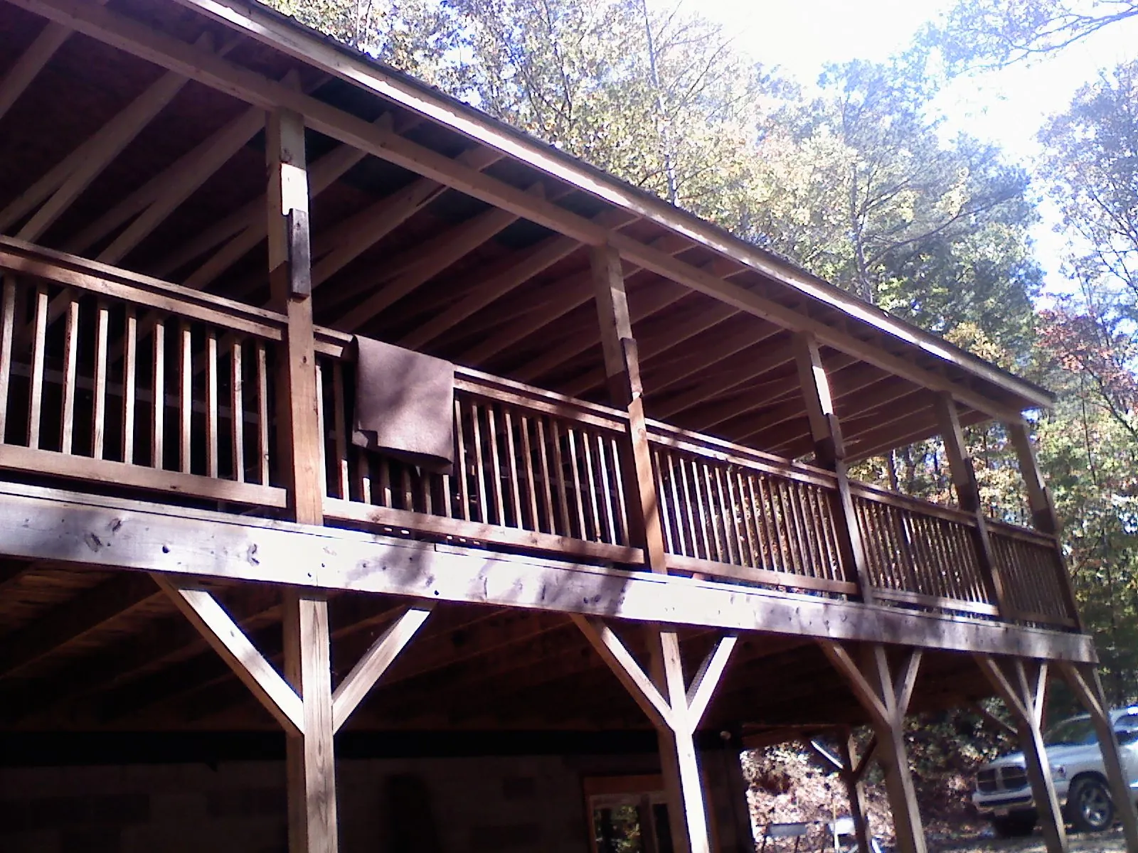 Timber framing under a new elevated porch and deck — Roof Leak Repair in Robards by Roofing Brothers